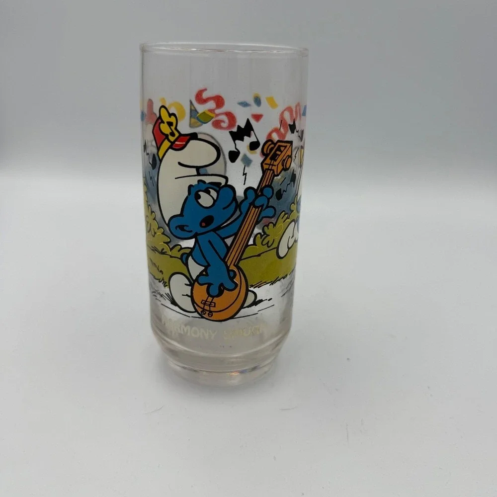 1983 Smurfs Harmony Smurf Glass Collector's Item Vintage